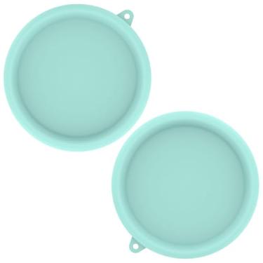 Imagem de UKQRRTC 2 peças de tampa de máquina de sorvete para minha caneca de sorvete, capa de caneca de silicone de 15 cm, tampa de tigela reutilizável para sorvete (azul claro)