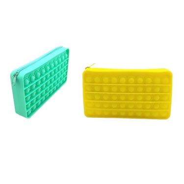 Imagem de 2pc estojo sensorial silicone bolha papelaria saco de armazenamento pa