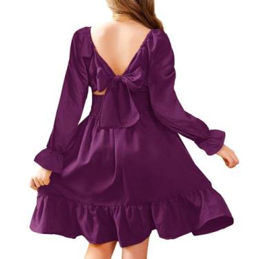 Imagem de Vestido Arshiner Girls Christmas Ruffle Bainha Off Shoulder Purple 6