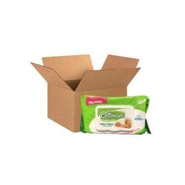 Imagem de Toalha úmida Cottonsec para bebês, 50 unidades x 12 pacotes com dispen