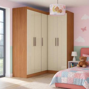 Imagem de Guarda-Roupa Infantil Modulado Andes 5 Portas 12 Prateleiras Cinamomo/