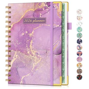 Imagem de Agenda A5 em espiral fofa 2026, janeiro de 2026 a dezembro de 2026, agenda diária de 12 meses, 14,6 cm x 21,3 cm, agenda semanal e mensal, caderno de agenda de capa dura para trabalho, escola, casa