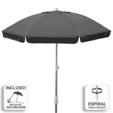 Imagem de Guarda-Sol Zaka Alumínio 2.0 metros Cinza Reforçado com Espiral