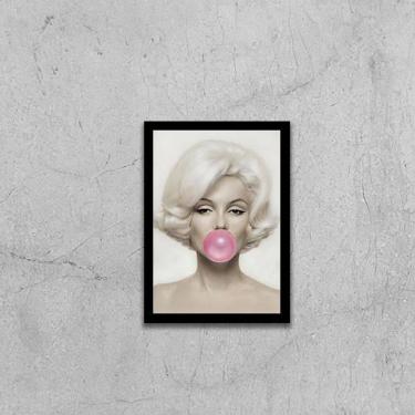 Imagem de Quadro Marilyn Monroe Chicletes 45X34Cm Com Vidro Preta