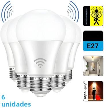 Imagem de Lâmpada LED Com Sensor De Movimento 6pcs E27 Inteligente Infravermelho