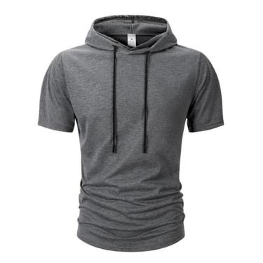 Imagem de Camiseta Masculina De Verão Leve Com Capuz, Casual, Solta, Manga Curta