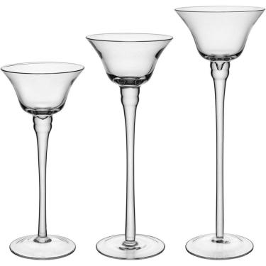 Imagem de Jogo 3 Peças Porta Velas Castiçal Decorativo Eco Crystal