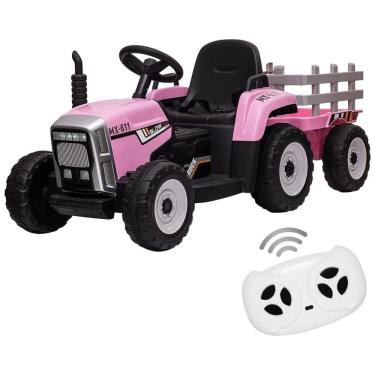 Imagem de Trator Elétrico Infantil com Faróis LED, Rodas Resistentes e Design Realista - Rosa Claro, Ideal para Crianças de 3 a 6 Anos