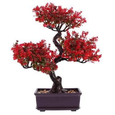 Imagem de Árvore de bonsai artificial Cabilock 30x36 cm, decoração de mesa verme