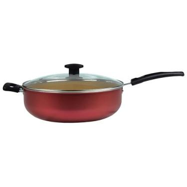 Imagem de Frigideira Wok 30 cm Antiaderente Teflon E Tampa de Vidro 5.9 Litros C
