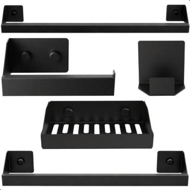 Imagem de Kit de Acessórios Para Banheiro Preto 5Pcs U.Master Slim DF - Unidas