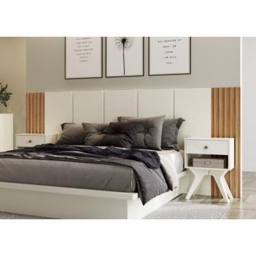 Imagem de Cabeceira Casal 270x120cm em MDF Dalla Costa Off White/Freijó