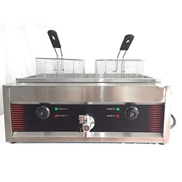 Imagem de Fritadeira comercial de 6000 W, fritadeira a óleo de bancada de aço inoxidável 25L restaurante comercial com controle de temperatura para casa, restaurante, cozinha