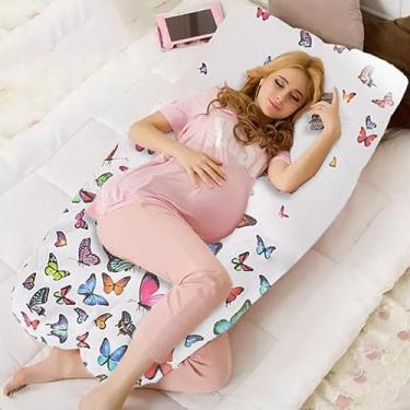 Imagem de Travesseiro De Corpo Gravida, Gestante e Pós Cirurgico Com Ziper Borboleta Azul