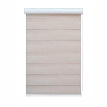 Imagem de Persiana Rolo Duplo c/Bandô Bege 120 (L) x 160 (A) Cortina Zebra Rainbow Double Vision 1,20 X 1,60