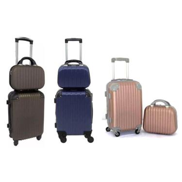 Imagem de Kit 3 Malas De Bordo 10Kg + 3 Frasqueiras Rodinhas 360 Abs