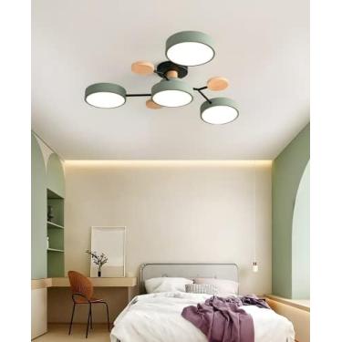 Imagem de Lâmpada De Teto LED Nórdica Moderna Luminária De Teto De Acrílico Criativa Semi Embutida Sputnik Luminária 4 Luzes Com Decoração De Madeira Para Sala De Estar Sala De Jantar Quarto,Verde,7 Cabeça