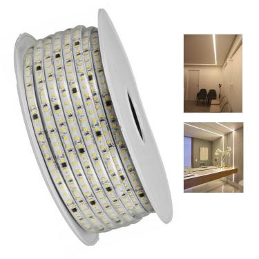 Imagem de Fita LED SMD 4000K 127V 100 Metros Plug Conector Fita Dupla Face Perfil Sanca Gesso Comercial Residencial