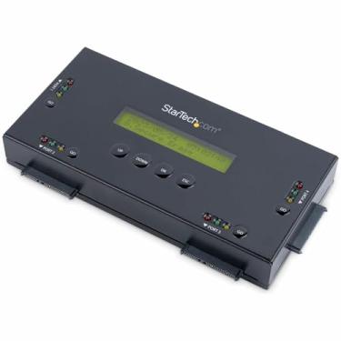 Imagem de Borracha de disco rígido StarTech.com autônoma de 4 compartimentos para SATA de 2,5" e 3,5" – LCD e RS232 – Limpador e higienizador de apagar com segurança (SATERASER4)