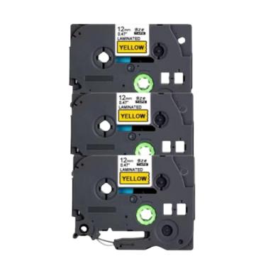 Imagem de Pacote com 3 cartuchos de fita de etiqueta preta sobre amarela para Brother TZc-631 1/5.1 cm (12 mm) refil de cartuchos de fita para Brother Ptouch PT-D210 PT-220 PT-H100 PT-H110 PT-D600