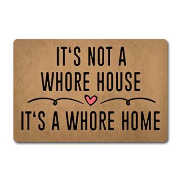 Imagem de Capacho engraçado de boas-vindas para entrada, tapetes de varanda de entrada não é uma casa de prostitutas, é uma prostituta, tapete de decoração de casa, personalizado, tapete de borracha