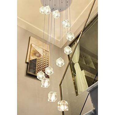 Imagem de Lustre de escada em espiral, lustre de cristal, sombra, bolas de teto, lâmpada de bolha de vidro, luminárias pendentes grandes para sala de estar, corredor, luzes suspensas duplex Licht-12, lâmpadas