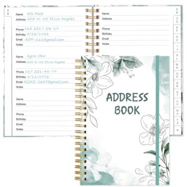 Imagem de Livro de endereços com abas alfabéticas - Telefone e agenda de endereços com contatos de endereço, data especial, telefone, aniversário e senha de login na Internet para casa e escritório, 10,9 cm x