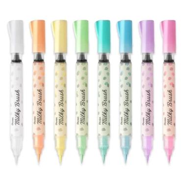 Imagem de Kit Caneta Pincel Milky Brush 8 Cores Pentel