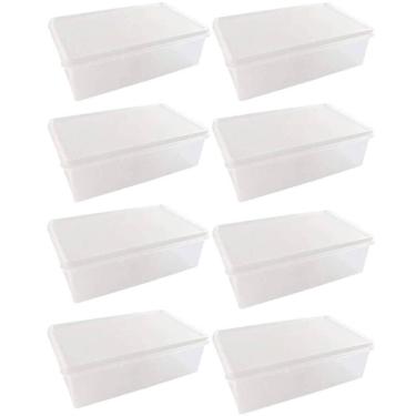Imagem de 8 Caixas Organizadoras Plásticas 3,5L Tampa Hermética Retangular Plasvale