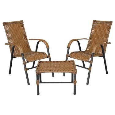 Imagem de Conjunto De Mesa De Centro E 2 Cadeiras Bela Para área Externa Caramelo