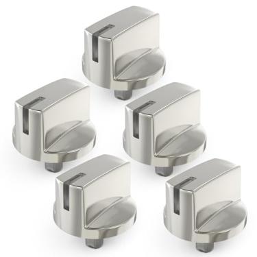 Imagem de lubiyack 5 peças de aço inoxidável AEZ73293801 botão de substituição de fogão a gás compatível com LG Range/fogão botão queimador, substitui EBZ60710601 2025031 AH3639420 EA3639420 AP5594929 PS3639420