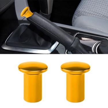 Imagem de CHRYMUM 2 peças de botão de desvio de manípulo giratório, tampa de emergência de freio de mão de freio E, botão de trava de alavanca giratória manual, acessórios de substituição de alumínio para carro