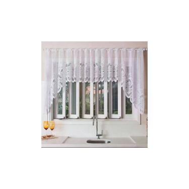 Imagem de Cortina para Cozinha Interlar 300x100 cm Renda Cascata Arabesco Branco