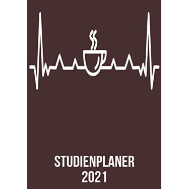 Imagem de Studienplaner 2021: DIN A4 Kalender von 01/2021-12/2021 1 Tag = 1 Seite mit großem Tageskalender und großartiger Übersicht. Monatsübersicht, ... / Kaffee-trinker heartbeat herzschlag