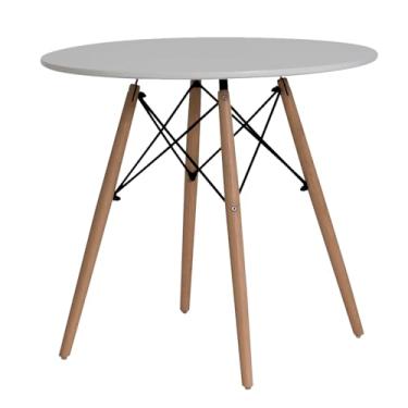 Imagem de Mesa De Jantar Redonda 110cm Eiffel Para 6 Lugares Branca, Para Cozinha e Sala, Design Moderno, Pés Palito, Tampo Amplo
