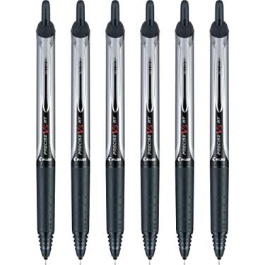 Imagem de PILOT Canetas esferográficas de tinta líquida recarregáveis e retráteis V5 RT, ponta extrafina (0,5 mm), tinta preta, pacote com 6 (13613)