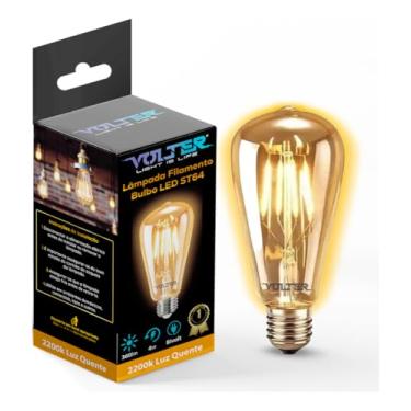 Imagem de Lampada Retro Filamento Led St64 Retro Vintage E27 Bivolt Ambar Branco Quente 4W Volter