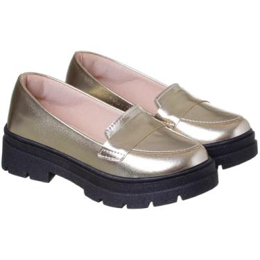 Imagem de Mocassim Infantil Feminino Preto Com Sola Alta (Dourado, BR, Criança de 9 a 12 anos, Numérico, 36)