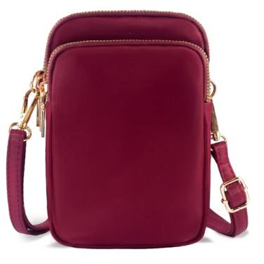 Imagem de JANKS Pequena bolsa transversal feminina mini bolsa de celular bolsa de viagem bolsa carteira bolsas ajustáveis sobre a alça de ombro, Vinho tinto