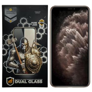 Imagem de Gshield Película de Fibra de Vidro 10H Proteção Contra Arranhões e Impactos, Alta Sensibilidade Tela Toda, Dual Glass Preta (iPhone X/XS / 11 Pro)