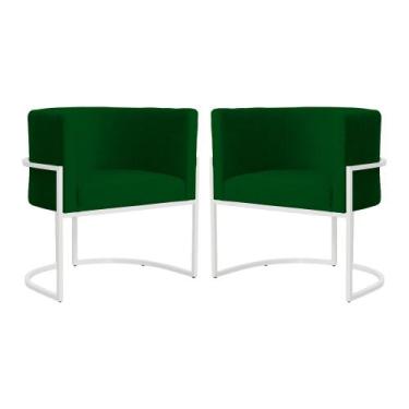 Imagem de Kit 02 Cadeiras Luna para Consultório Base de Metal Branco Suede Escol