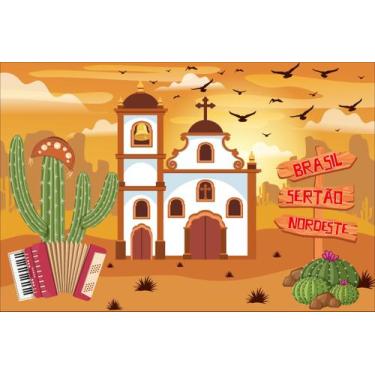 Imagem de Painel de lona Sertão Nordeste Cordel Festa Junina Igreja - Fabrika de