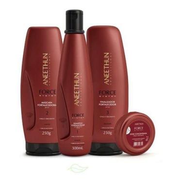 Imagem de Kit Fortalece Cabelo Force System Aneethun  4 Produtos