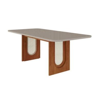 Imagem de Mesa De Jantar Retangular 210X100cm Tampo Mdf/Vidro Valentina Cimol Ci