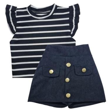 Imagem de Conjunto Short Saia Cropped Infantil Menina Primavera Verão - 2L Kids,