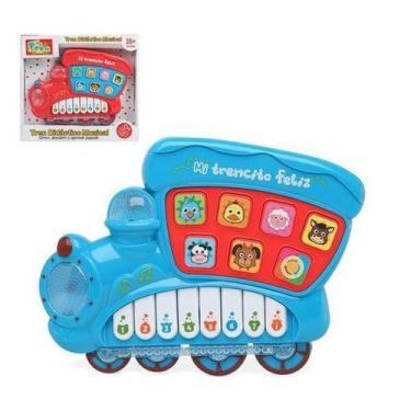 Imagem de Brinquedo Piano Trenzinho Didático  Musical  (Azul) - Toy king