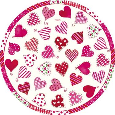 Imagem de Conjunto de dois pacotes de prato de salada de papel com corações de calico, 8 pratos por pacote