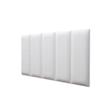 Imagem de Placas Cabeceira Modulada Adesiva Solteiro Estofada Sintético Branco -