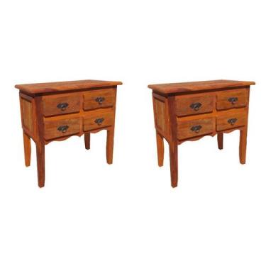 Imagem de Kit 2 Mesa de Cabeceira 70x38x70cm MIni Comoda 4 Gavetas Madeira de De