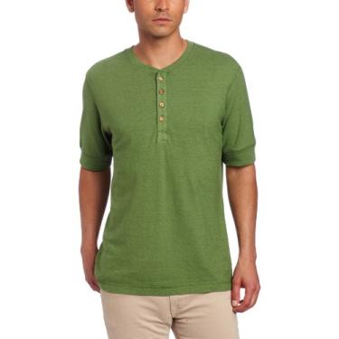 Imagem de Gramicci Camisa masculina Henley orgânica Paxton, verde salgueiro, grande